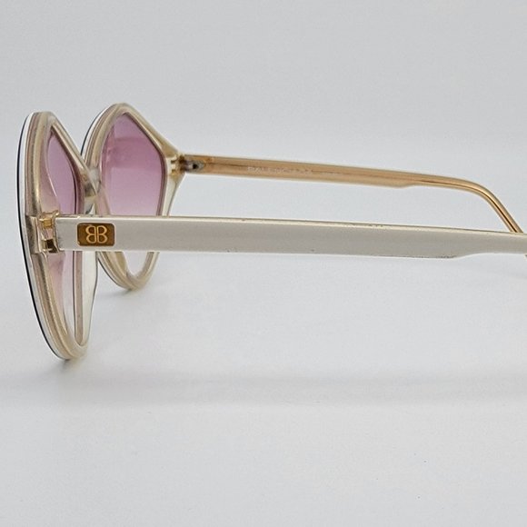 Balenciaga 2406 Black White Crystal Frame Pink Gradient Lens Sunglasses France - Picture 3 of 14